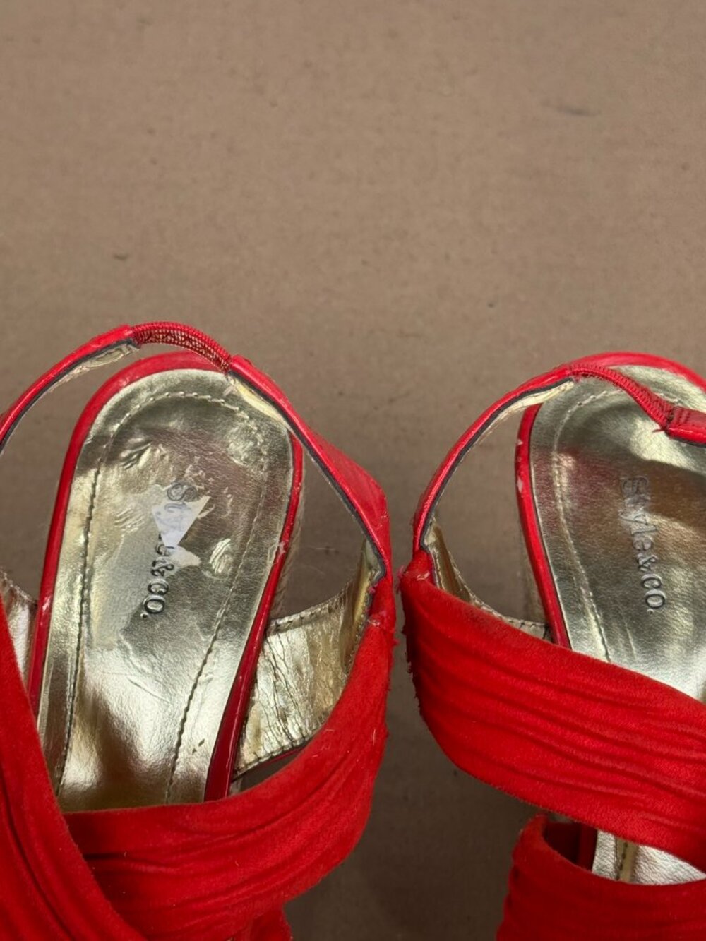 Style & Co. Red Criss-Cross Espadrille Wedge Sandals Women's Size 8 - Picture 4 of 8